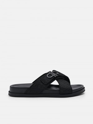 Pedro Icon Cross Sandals Women Flats Black | Q9Q-2469