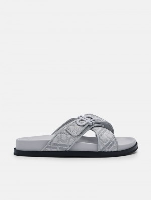 Pedro Icon Cross Sandals Women Flats Grey | Q9Q-2470