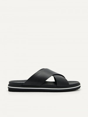 Pedro Icon Cross Strap Men Sandals Black | Q9Q-2466
