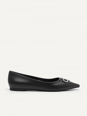Pedro Icon Leather Ballet Women Flats Black | Q9Q-2427