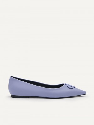Pedro Icon Leather Ballet Women Flats Violet | Q9Q-2428