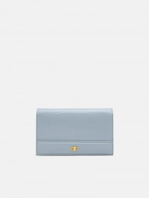 Pedro Icon Leather Bi-Fold Women Wallets Slate Blue | Q9Q-2210