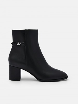 Pedro Icon Leather Heel Boots Women Ankle Boots Black | Q9Q-2345