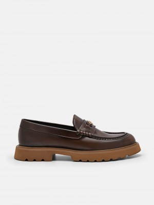 Pedro Icon Leather Loafers Women Flats Dark Brown | Q9Q-2419