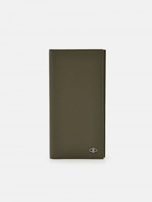 Pedro Icon Leather Long Men Wallets Military Green | Q9Q-2263