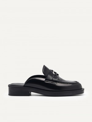 Pedro Icon Leather Mules Women Flats Black | Q9Q-2409
