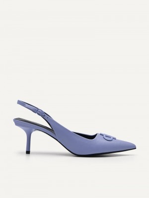 Pedro Icon Leather Pointed Slingback Women Pumps Violet | Q9Q-2356