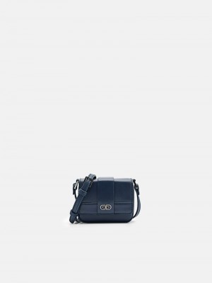 Pedro Icon Leather Sling Pouch Men Tech Accessories Navy | Q9Q-2230