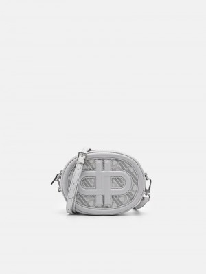 Pedro Icon Round Leather Bags Women Shoulder Bags Light Grey | Q9Q-2300
