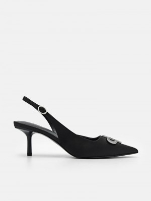 Pedro Icon Satin Women Pumps Black | Q9Q-2349
