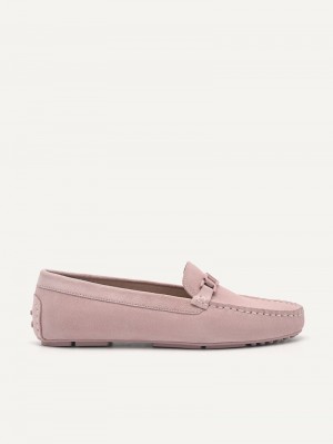 Pedro Icon Suede Moccasins Women Flats Pink | Q9Q-2377
