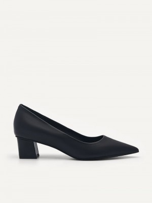 Pedro Ines Leather Women Pumps Black | Q9Q-1464