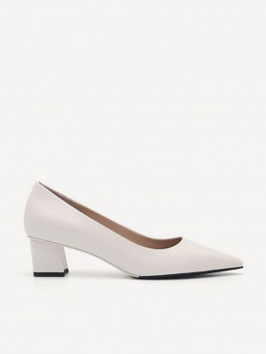 Pedro Ines Leather Women Pumps Chalk | Q9Q-1465