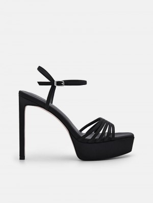 Pedro Iza Fabric Platform Women Heel Sandals Black | Q9Q-1462