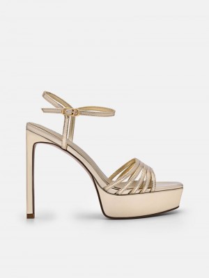 Pedro Iza Platform Women Heel Sandals Gold | Q9Q-1460