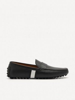 Pedro Leather Band Men Moccasins Black | Q9Q-1761