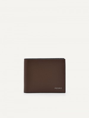 Pedro Leather Bi-Fold Flip Men Wallets Brown | Q9Q-2731