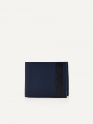Pedro Leather Bi-Fold with Insert Men Wallets Navy | Q9Q-2716