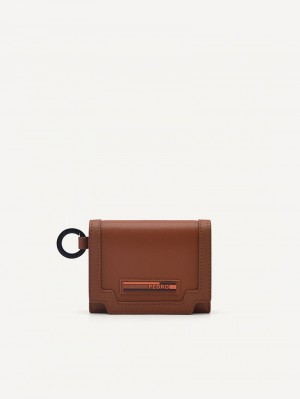 Pedro Leather Bi-Fold with Key Ring Men Card Holders Cognac | Q9Q-2712