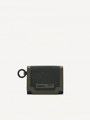 Pedro Leather Bi-Fold with Key Ring Men Card Holders Military Green | Q9Q-2711