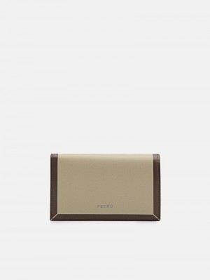 Pedro Leather Bi-Fold with Lanyard Men Card Holders Taupe | Q9Q-2709
