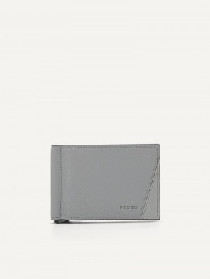 Pedro Leather Bi-Fold with Money Clip Men Card Holders Light Grey | Q9Q-2708
