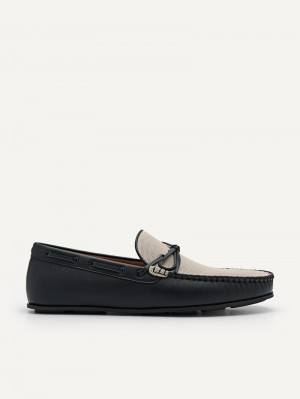 Pedro Leather Bow Men Moccasins Black | Q9Q-1758