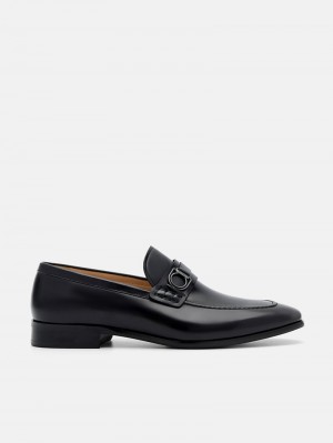 Pedro Leather Buckle Men Loafers Black | Q9Q-1739