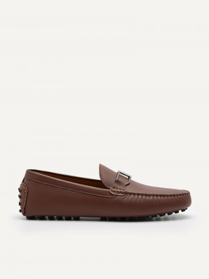 Pedro Leather Buckle Men Moccasins Brown | Q9Q-1736