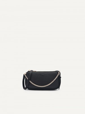 Pedro Leather Chain Detailed Shoulder Bag Women Pouches Black | Q9Q-968