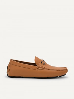 Pedro Leather Horsebit Men Moccasins Camel | Q9Q-2498
