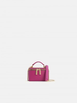 Pedro Leather Mini Vanity Case Women Pouches Fuchsia | Q9Q-951