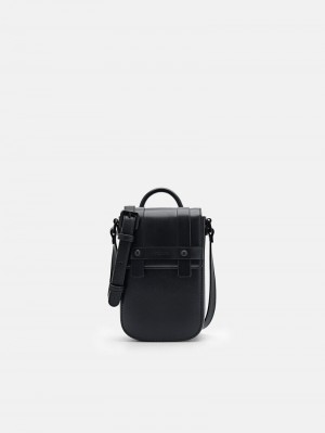 Pedro Leather Phone Pouch Men Tech Accessories Black | Q9Q-948