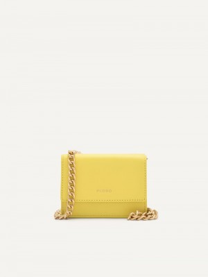 Pedro Leather Tri-Fold Women Wallets Yellow | Q9Q-930