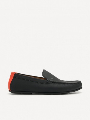 Pedro Leather & Fabric Slip-On Men Moccasins Black | Q9Q-1767