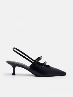 Pedro Maggie Leather Women Pumps Black | Q9Q-2177