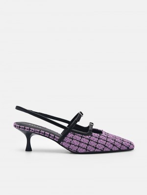 Pedro Maggie Tweed Women Pumps Berry | Q9Q-2172