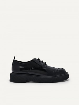Pedro Maisie Leather Derby Shoes Women Flats Black | Q9Q-1697