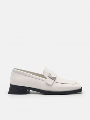 Pedro Marion Leather Loafers Women Flats White | Q9Q-1696