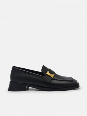 Pedro Marion Leather Loafers Women Flats Black | Q9Q-1694
