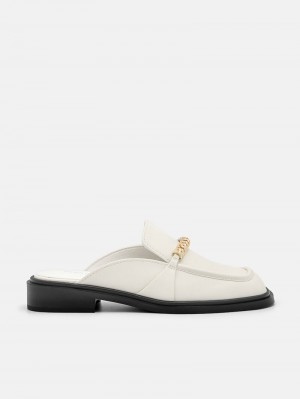 Pedro Mia Chain Mules Women Flats Chalk | Q9Q-1686