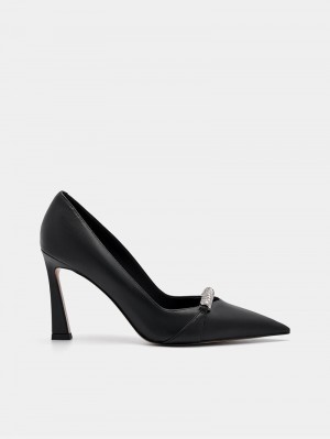 Pedro Mia Leather Women Pumps Black | Q9Q-1430