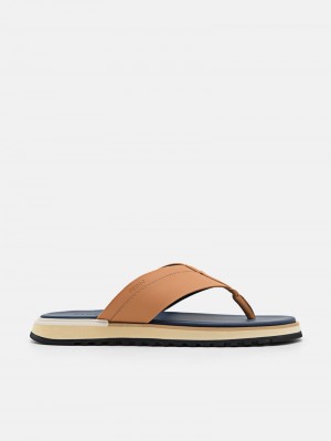 Pedro Microfiber Thong Men Sandals Camel | Q9Q-1682