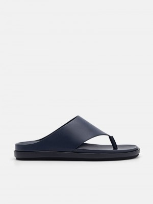 Pedro Microfiber Thong Men Sandals Navy | Q9Q-1678