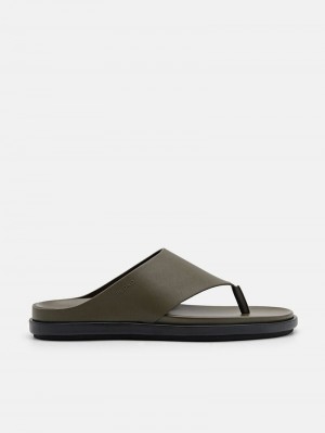 Pedro Microfiber Thong Men Sandals Olive | Q9Q-1679