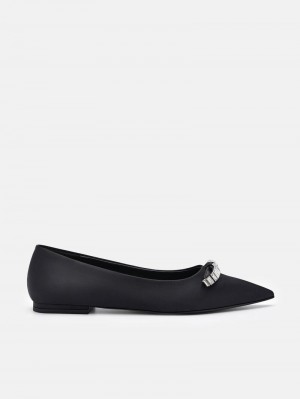 Pedro Mindy Satin Ballet Women Flats Black | Q9Q-1674