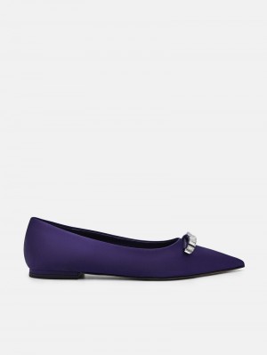 Pedro Mindy Satin Ballet Women Flats Dark Purple | Q9Q-1675