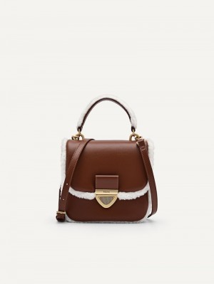 Pedro Mini Quilted Faux Fur Bags Women Shoulder Bags Brown | Q9Q-1160