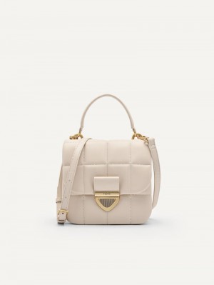 Pedro Mini Quilted Shoulder Bags Women Top Handle Bags Beige | Q9Q-1153