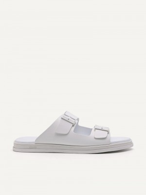Pedro Monochrome Double Strap Slide Men Sandals White | Q9Q-1665